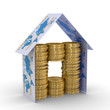 monetary house on a white background. 3D image