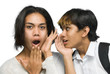 Photo: Two Asian teenagers gossiping Two Asian teenagers gossiping