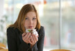 Woman with hot drink