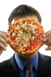 businessman and junk fast food, pizza