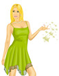 Glamour girl with stars around hand