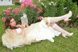 portrait of the princes in white-golden gown with book