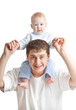 happy father and son