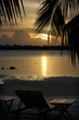 Empty deckchairs, Sunset, Bora, French Polynesia