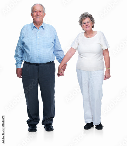 Holding Hands Background. Mature couple holding hands on white ackground