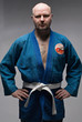 man in dark blue kimono