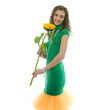 Smiling young beautiful girl with sunflower Smiling young beautiful girl with sunflower