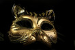 ornate carnival mask over black silk background