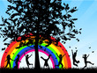 children chasing butterflies