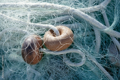 Photo: Fishing boat equipment detail: net, arts macro Fishing boat equipment detail: net, arts macro