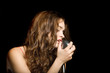 Beautiful sexy woman singing