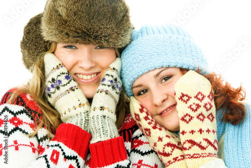 Girls Winter Clothes on Two Happy Girls Wearing Warm Winter Clothes    Lanak  11494426   See
