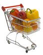 Einkaufswagen mit Obst und Gemüse