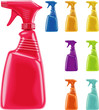 Vector sprayer bottles in 8 colors