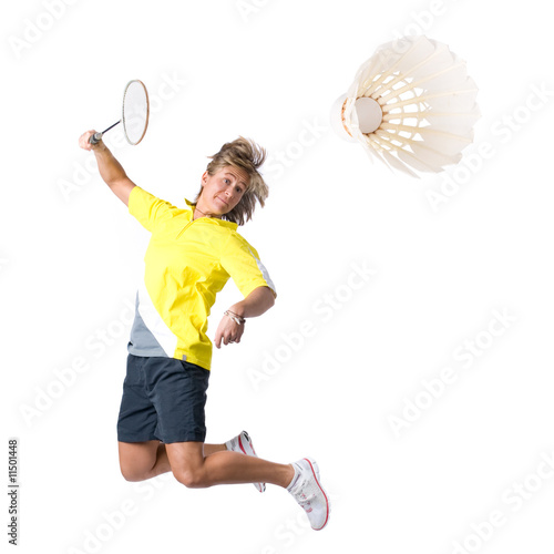 Playing badminton