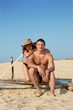 happy young couple enjoying on beach happy young couple enjoying on beach