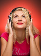 Blond woman listening to the music
