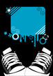 Grunge illustration of sneakers and text-box