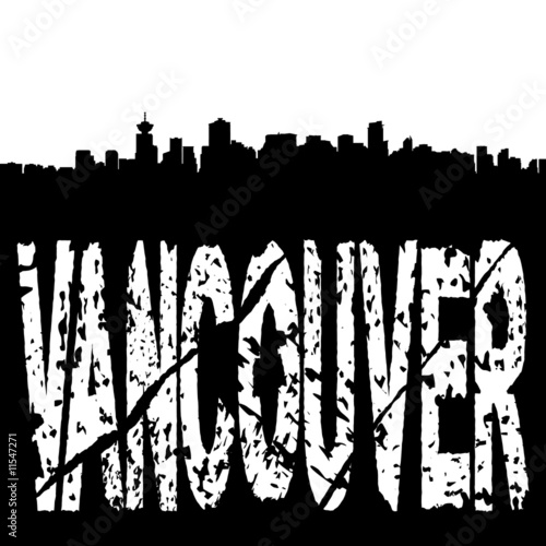 Vancouver skyline grunge text