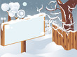 Vector winter background with billboard
