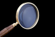 magnifying glass on black closeup magnifying glass on black closeup