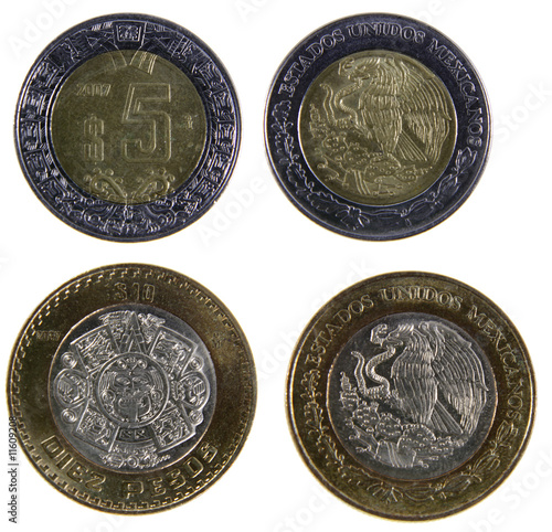 Photo: Two Mexican Peso Coins Two Mexican Peso Coins