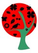 Fairy-tale tree with sad single bird. Fairy-tale tree with sad single bird.