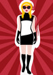 Vector: Girl's Vintage Clothing on Sunburst Background 2 Girl's Vintage Clothing on Sunburst Background 2