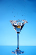 Splash martini on blue