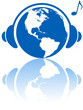 Earth music world headphones on western hemisphere planet Earth music world headphones on western hemisphere planet