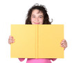 Young Girl Looking Over Her School Book With a Smile