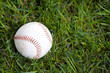 A baseball in the grass