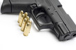 pistol and bullets isolated