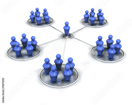 Illustration: Réseau social 3D bleu Réseau social 3D bleu