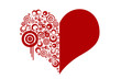 Red Valentine heart with swirls