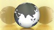 rotated earth with colorful texture on a golden background, loop
