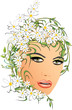 Abstract portrait of beautiful woman with chamomiles. Vector Abstract portrait of beautiful woman with chamomiles. Vector