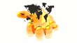 colorful world map silhouette rotated on the hand, loop