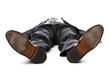 Businessman laying down on white background