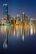 elegant miami skyline reflecting in biscayne bay at dusk 2009