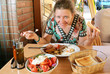 Young woman having breakfast