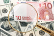 Money and magnifier Money and magnifier