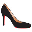 sexy black high-heel shoe with red sole