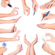 Hand gestures set, isolated Hand gestures set, isolated