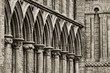 Gothic arches at the front tower of Ely Cathedral, England