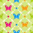 Stitches seamless butterfly pattern on grassy background