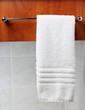 Towels hanging in a bathroom