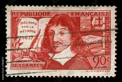 Photo: vintage french stamp depicting Rene Descartes vintage french stamp depicting Rene Descartes