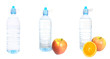 3 images of bottled water - isolated and with fruit