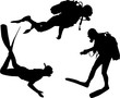scuba divers silhouette - vector scuba divers silhouette - vector
